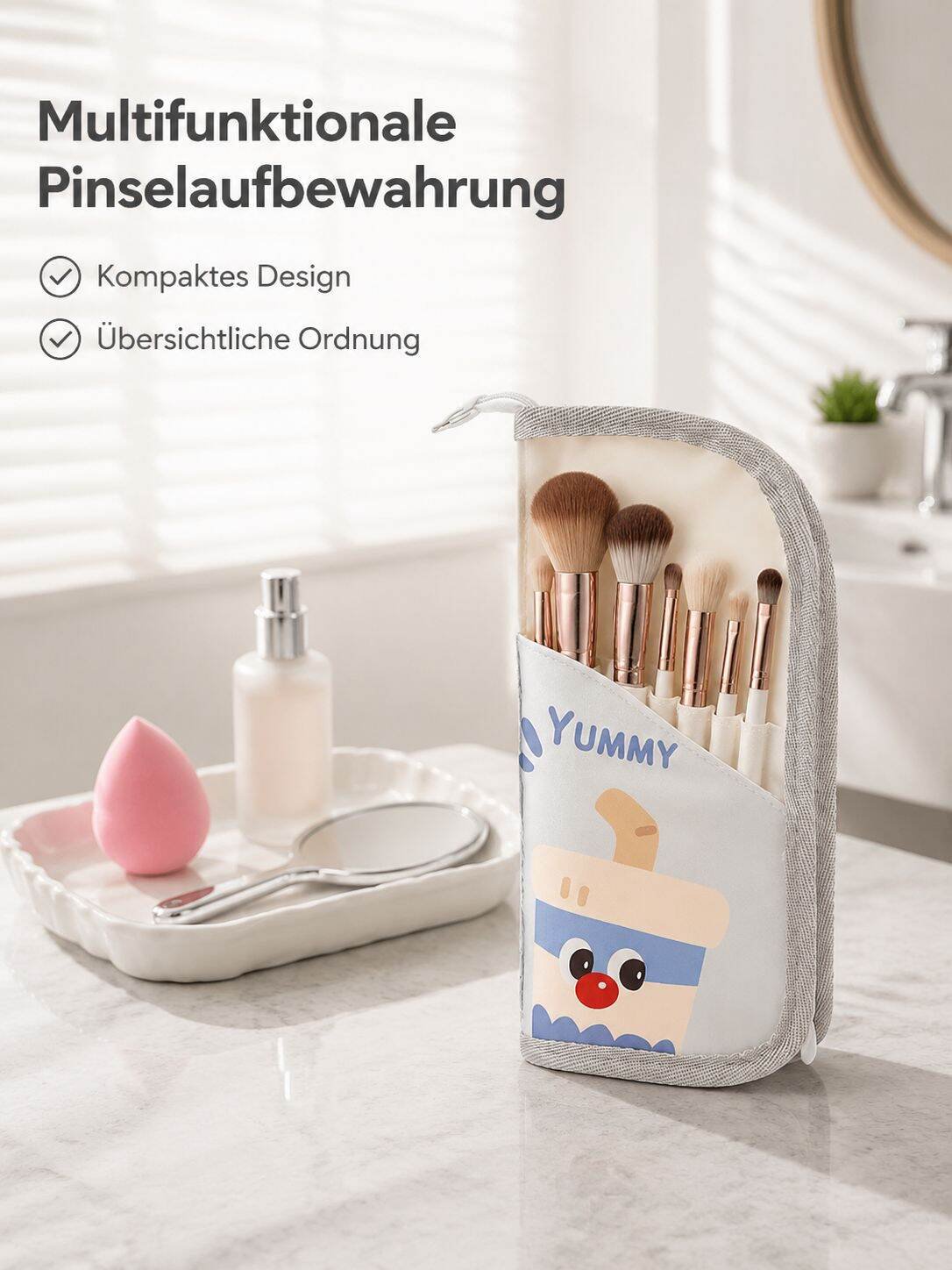 Multifunktionale Reise-Kosmetiktasche für Make-up-Pinsel, tragbare Waschtasche