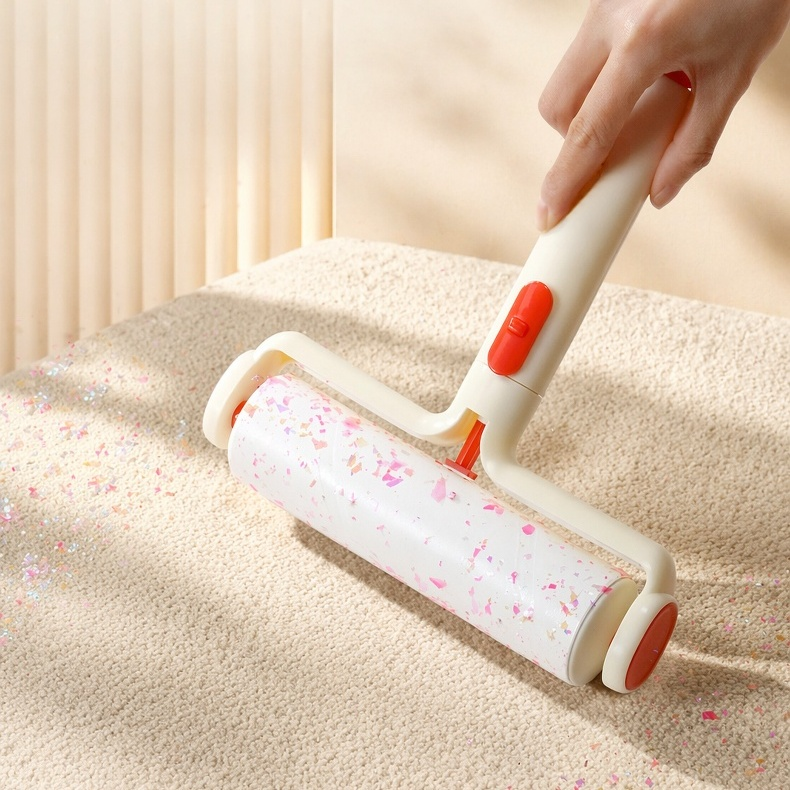 Lint Roller with Tweezers, No-Tear Design
