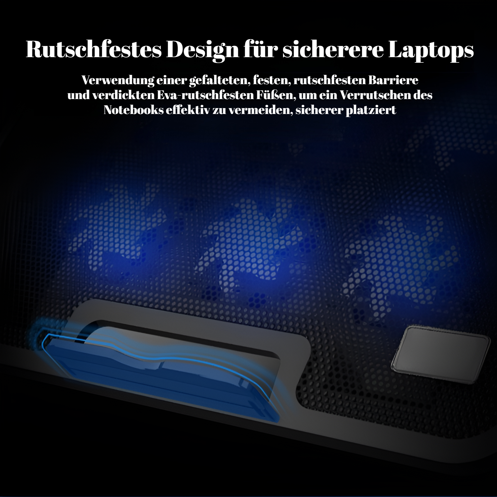 USB-Anschlüsse und Bedienelemente des Kühlhalters