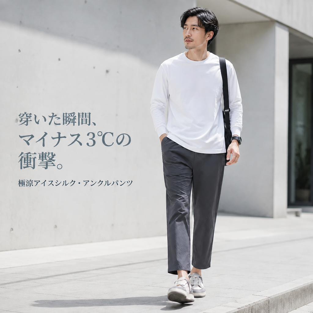 薄手ナイロンアイスシルク九分丈カジュアルパンツ