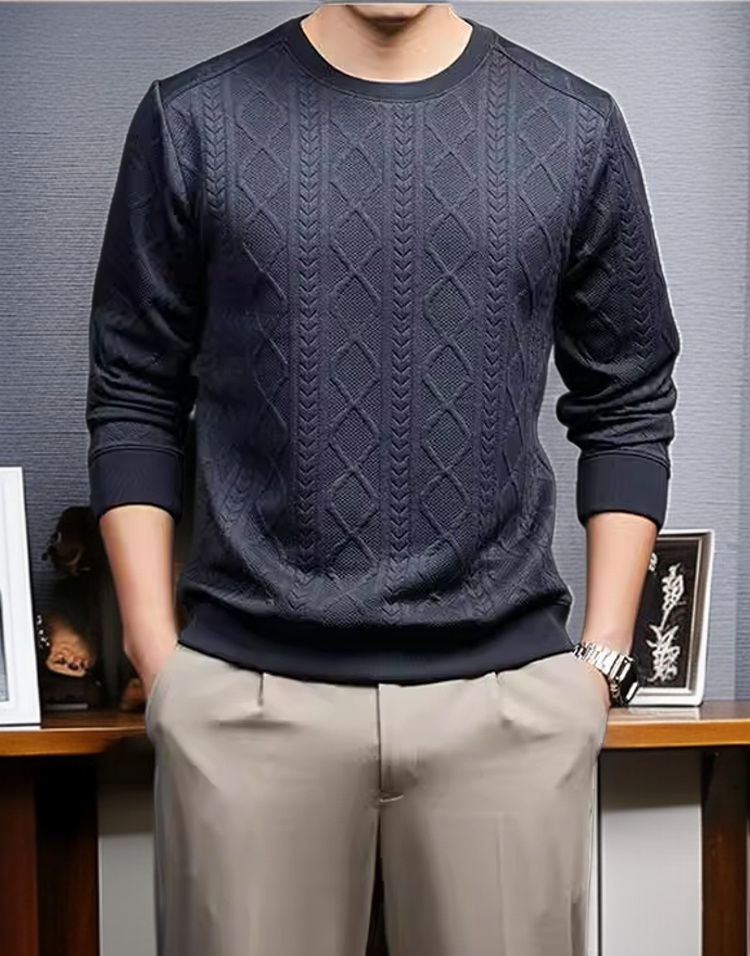 실타래 소재의 고급 남성 니트 질감 이미지