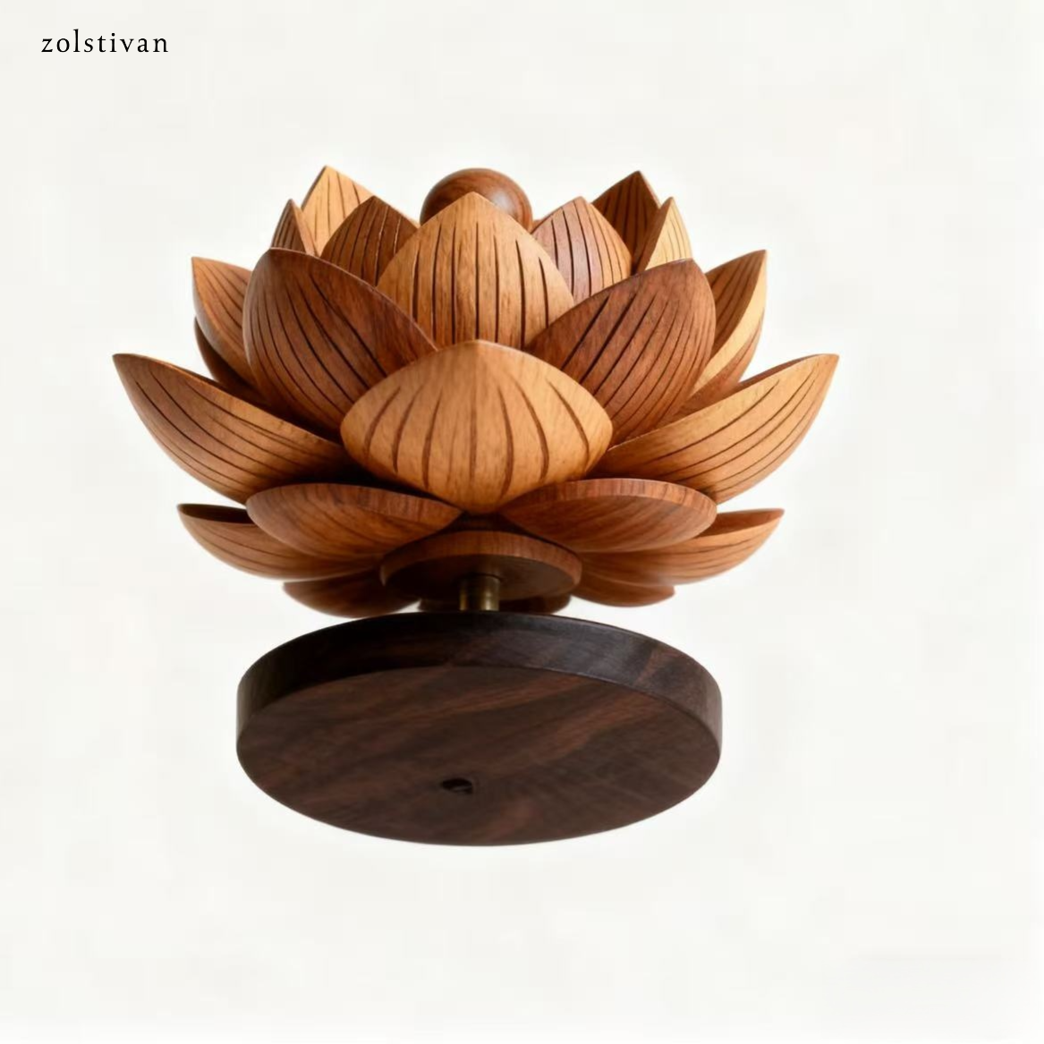 나무 연꽃 장식 (2개)