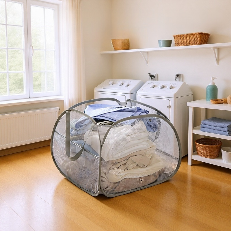 Großer Wäschekorb mit 90 l Fassungsvermögen, faltbarer Aufbewahrungskorb für schmutzige Kleidung, gr