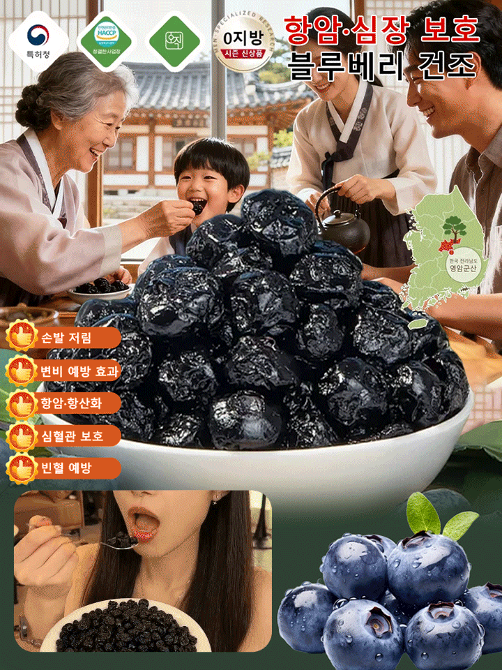 【항암·심장 건강 보호】블루베리 건조
