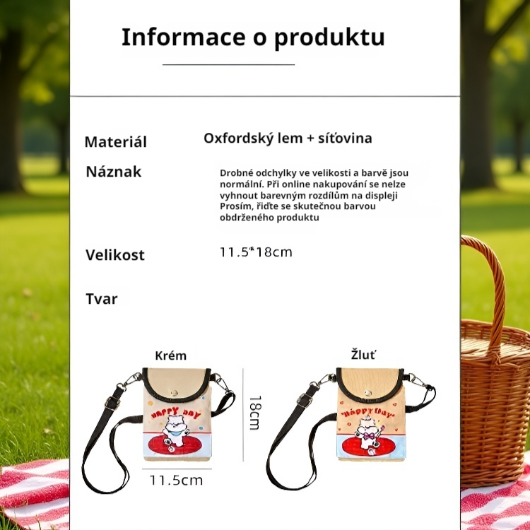 Karikatura síťovaná protikrádežová taštička na doklady a karty
