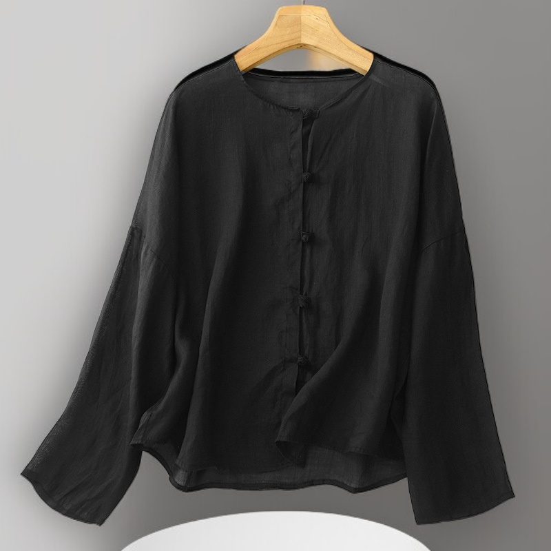 레트로 코튼 리넨 중국식 단추 셔츠