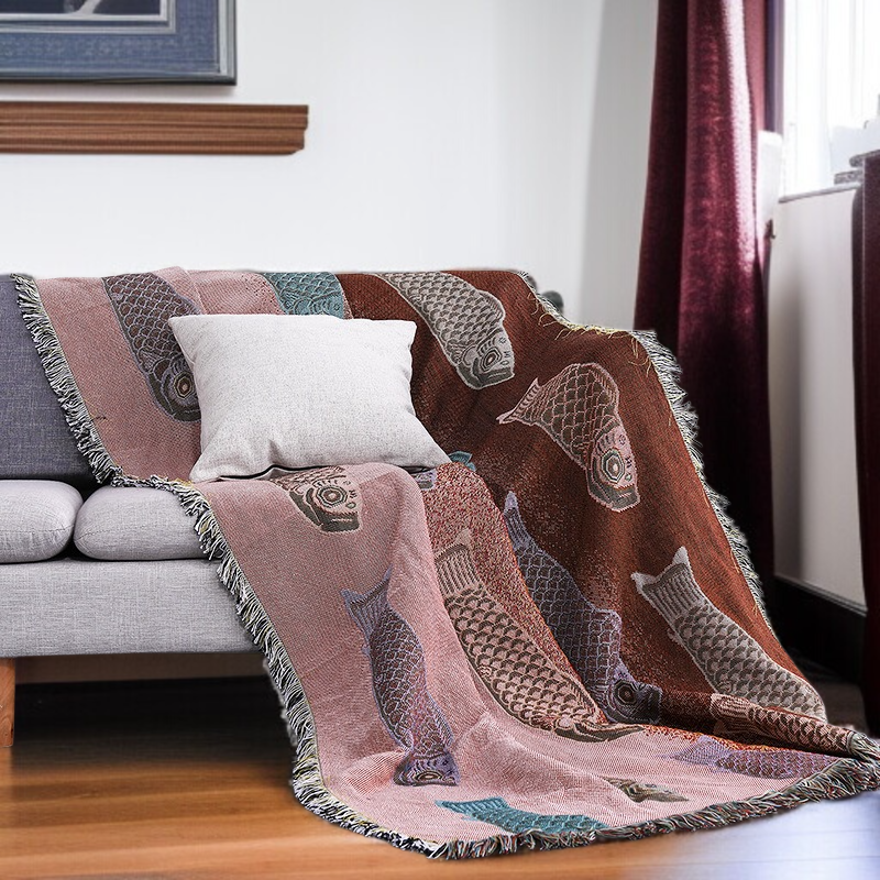 소파타올 비단잉어 풀커버 카펫 방진 장식 소파카펫 패턴 식탁보 소파타올 소파카펫 비단잉어 카펫