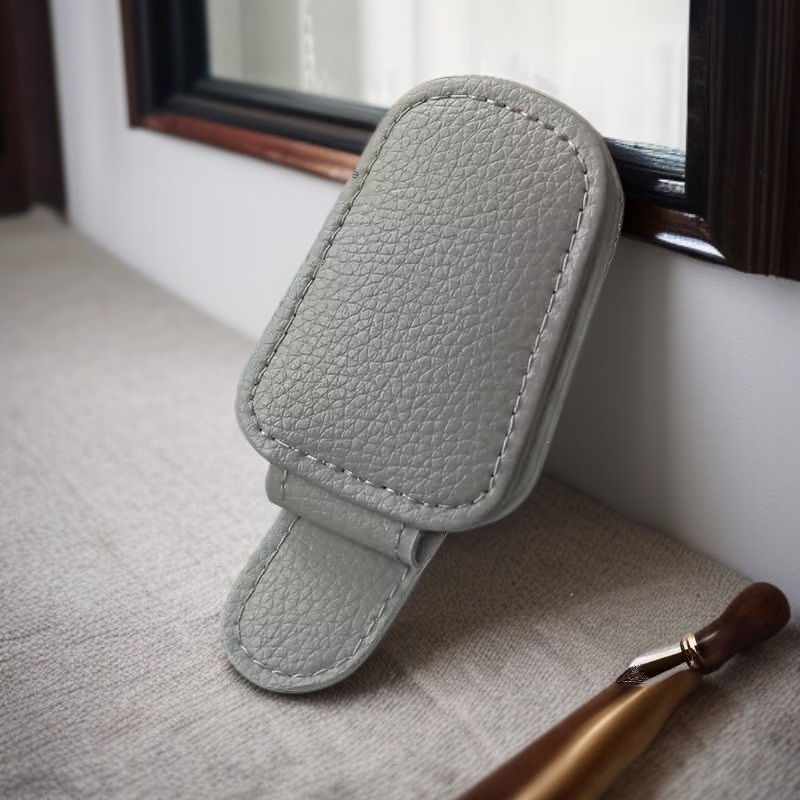  다기능 차량 선글라스 클립 가죽 선바이저 안경 보관함