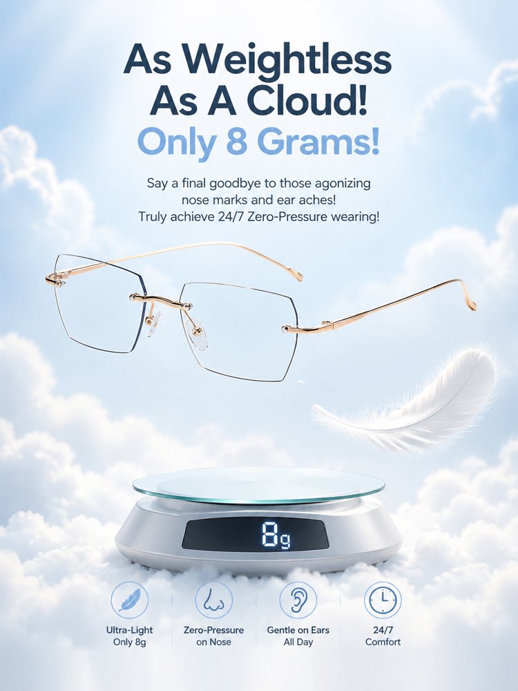 【All-day Wear Without Pressure】Intelligent Ultra-light Frameless Glasses