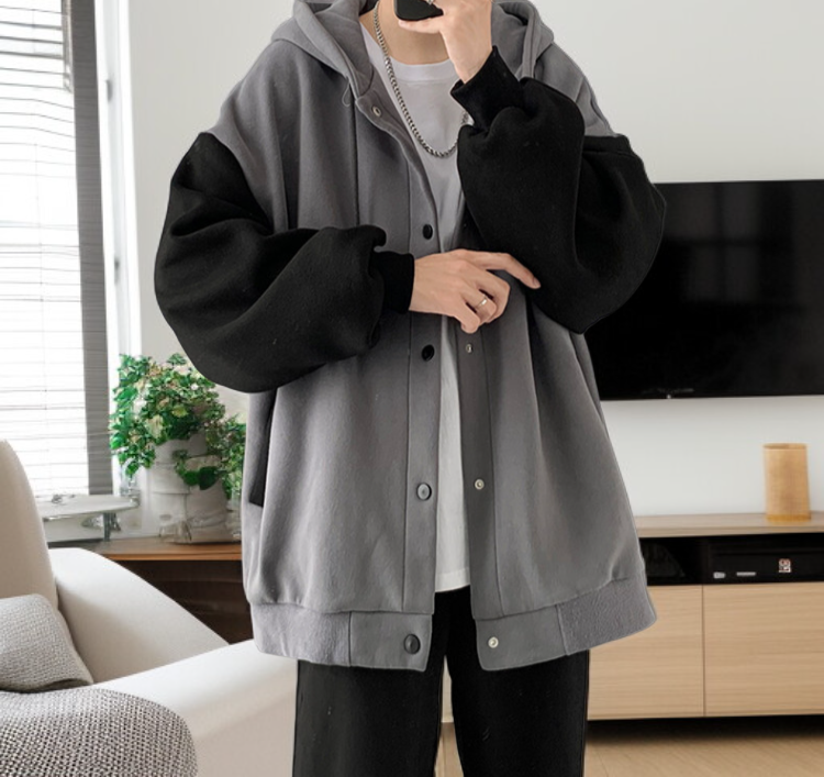 ルーズシルエットフード付きメンズスウェット