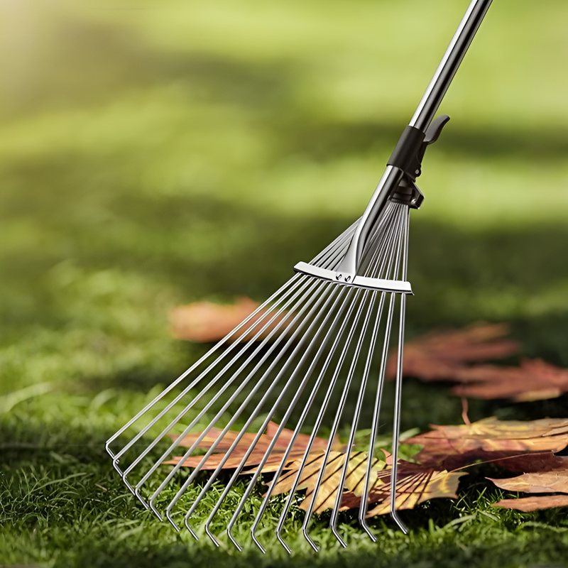 Stainless steel garden deciduous grass rake