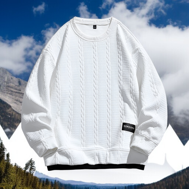 ユース ルーズ ラウンドネック スウェットシャツ メンズ ファッション ブランド ツイスト ストライプ 長袖 プルオーバー 春秋 スウェットシャツ