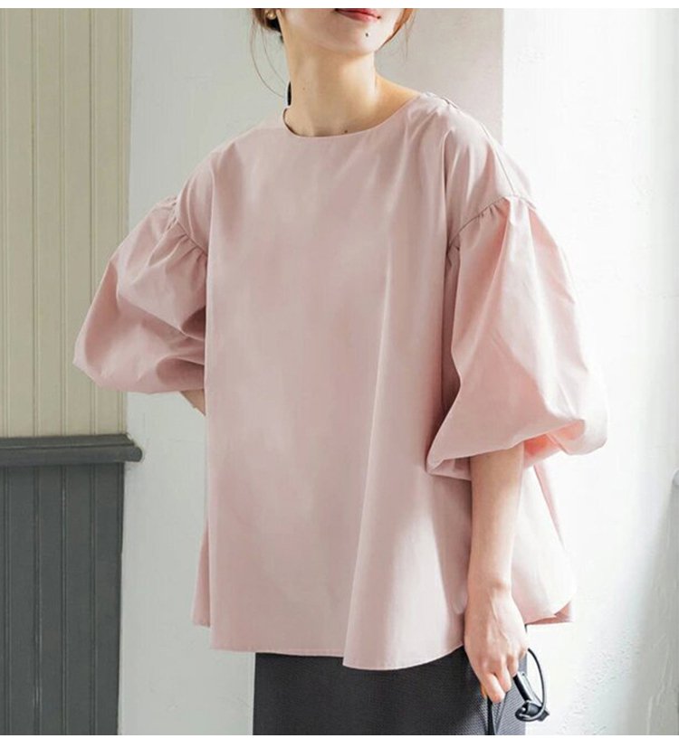 1055982-JP-新品-日韩夏季宽松大版女式衬衫棉质超大灯笼袖圆领上衣_08.jpg