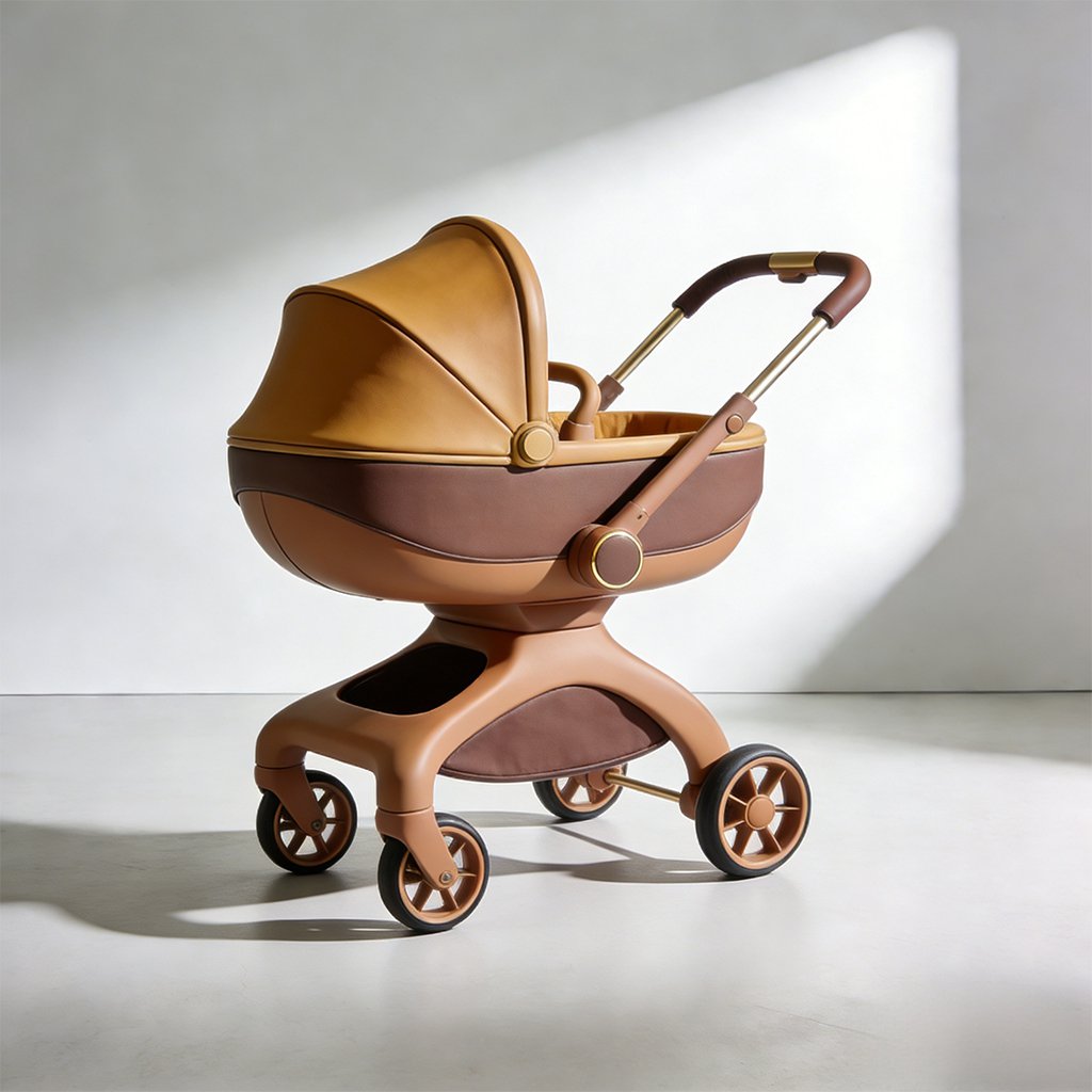 Lightweight baby stroller with easy fold design
