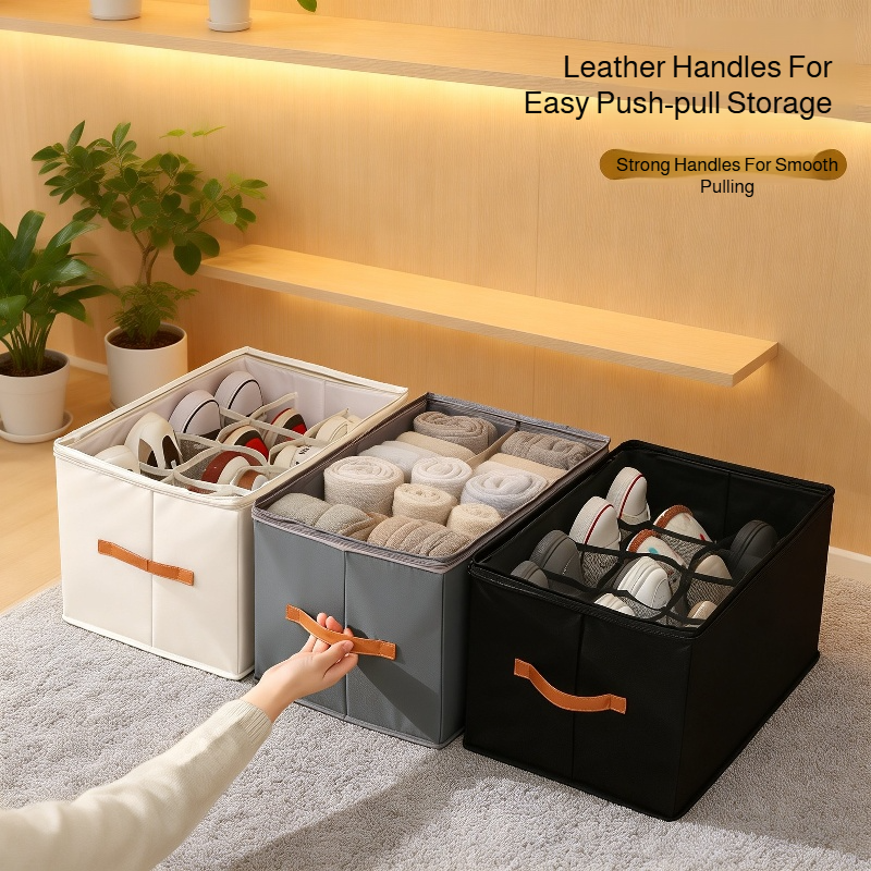 Shoe Organizer Box with Lid, Foldable Fabric, Dust and Moisture Proof