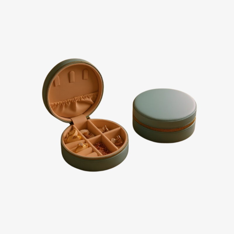 Kompakte Schmuckaufbewahrungsbox für Ringe und Ohrringe, tragbar für unterwegs