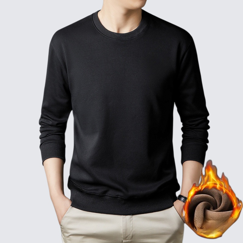 男士休閒圓領加絨長袖T恤