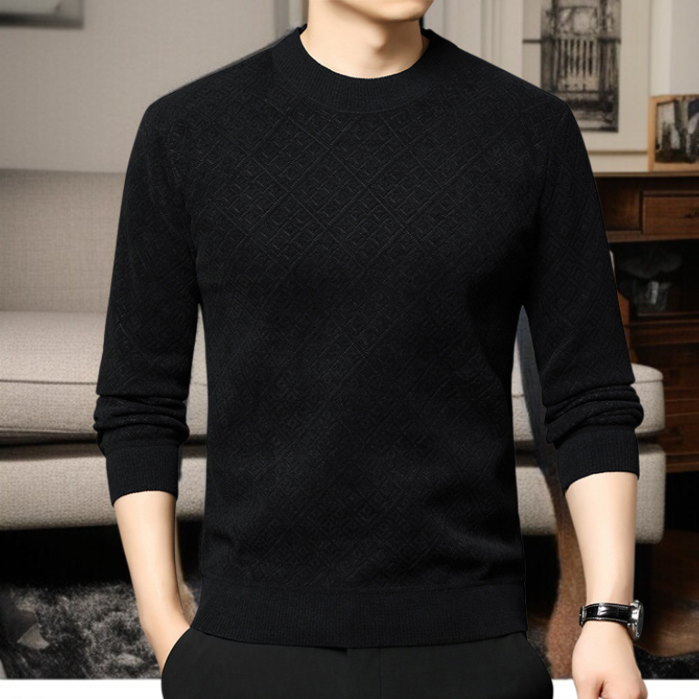 남자 기모 후드 루즈핏 라운드 이너 상의 아빠룩 기모 도톰 니트 캐주얼 솔리드 상의