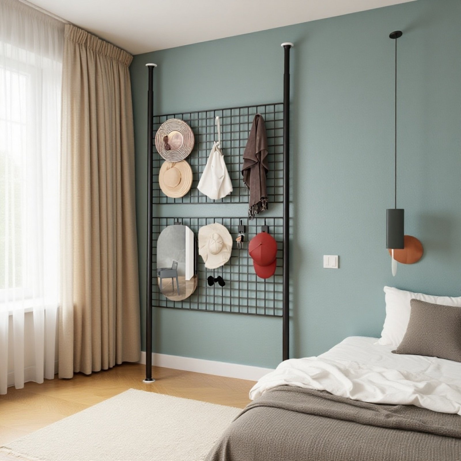 多機能収納ラック付きハンガーラック