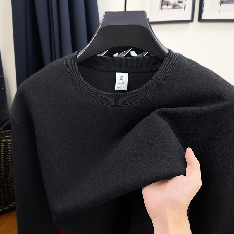 남성용 라운드넥 기모 티셔츠 뒷면 이미지