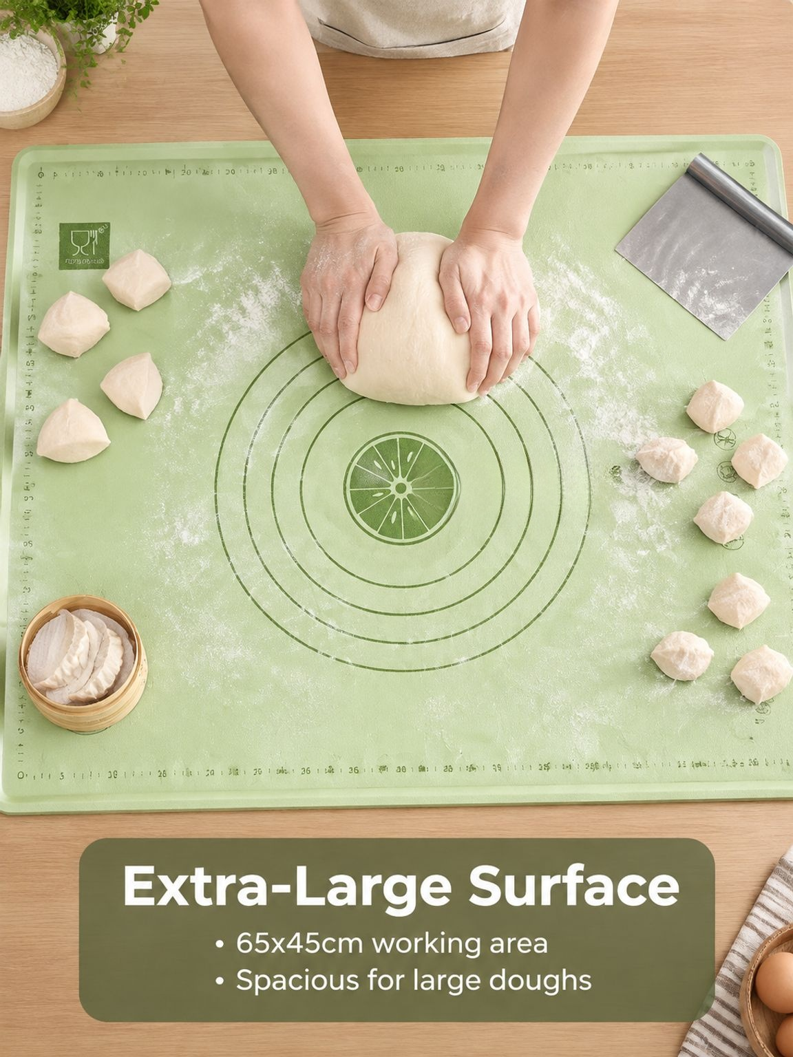 Reusable silicone baking mat for kitchen preparation