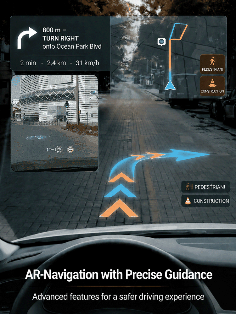 Large Font Clear Color Car HUD Display