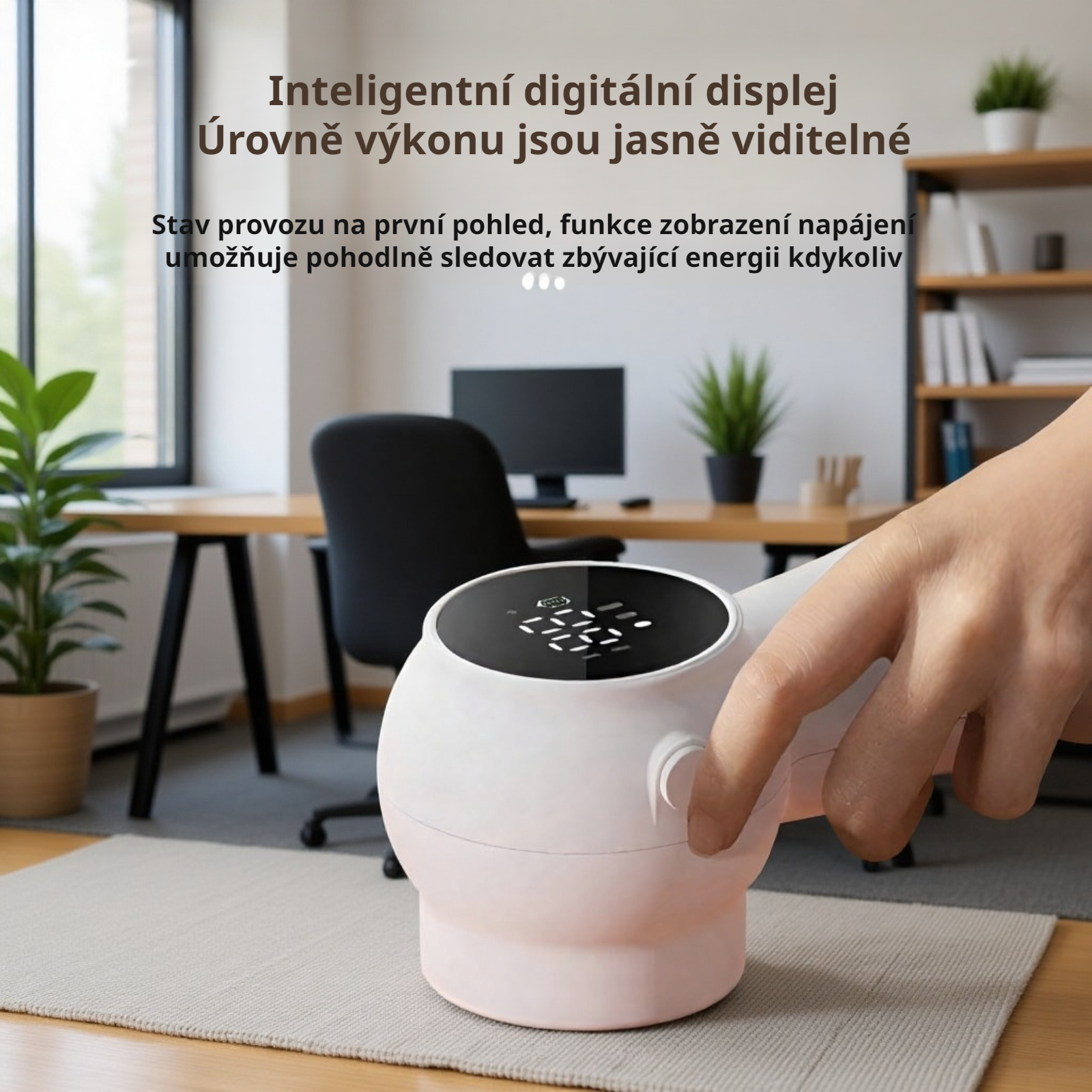 Elektrický odstraňovač žmolků s LED displejem a 6 čepelemi pro silné stříhání