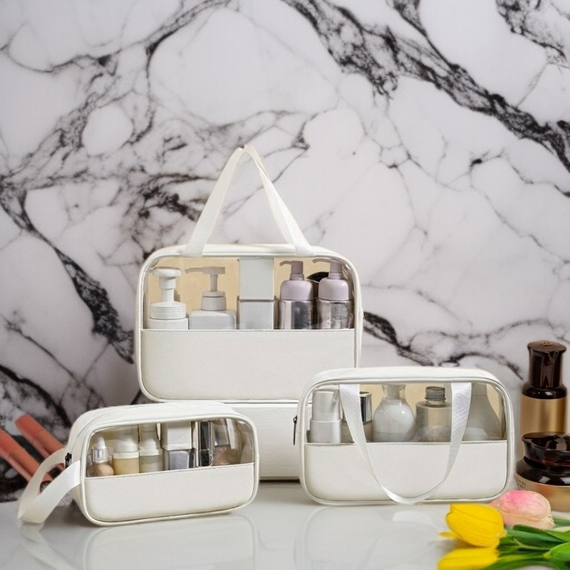 Transparent waterproof portable large capacity toiletry bag