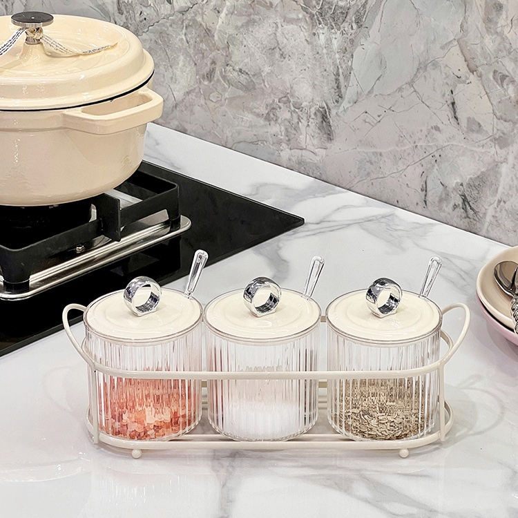 輕奢家用調味罐收納套裝 塑膠調料盒鹽罐廚房用品