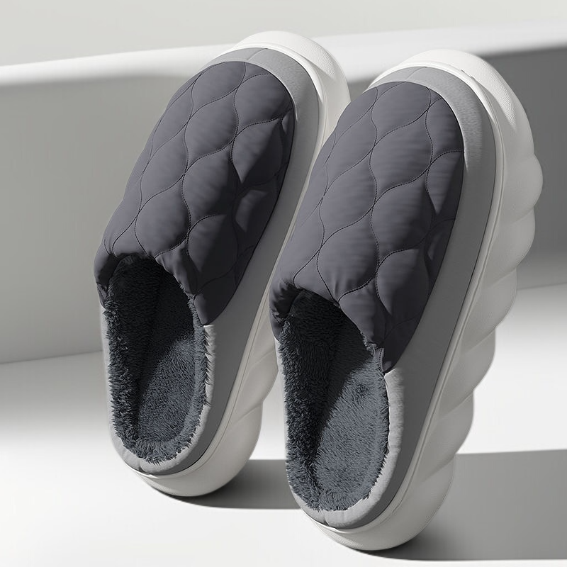 男士室內防滑厚底羽絨拖鞋