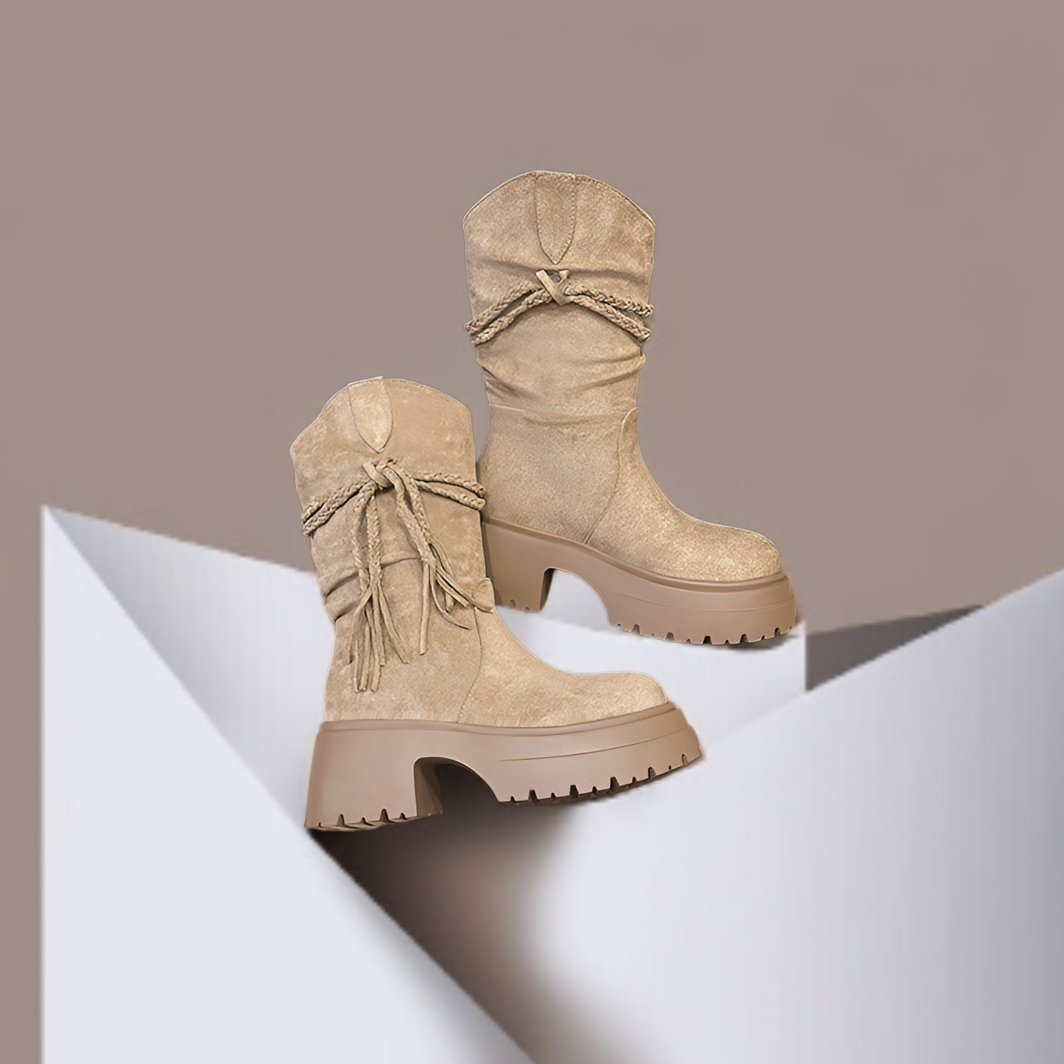 ウェイストランドスタイルのタッセル内側の高さを増やすウエスタンナイトブーツレディース秋冬レトロノースウェスト旅行着用ロングブーツ