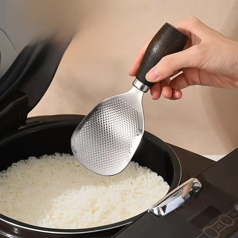 Stand-up stainless steel non-stick rice scoop