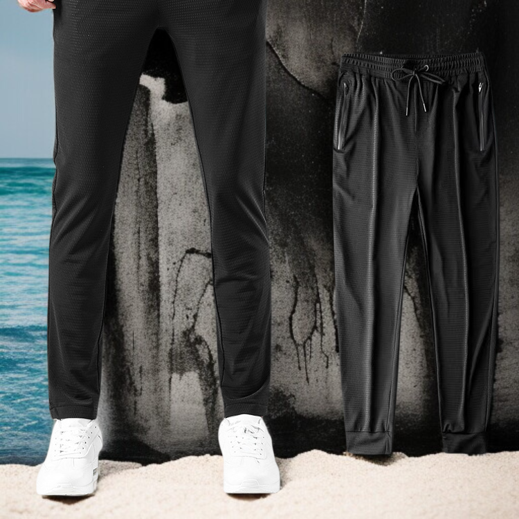 남자 트레이닝 팬츠 쿨링 얇은 통기성 메쉬 캐주얼 팬츠 에어컨 팬츠 스판 일자 트레이닝 팬츠