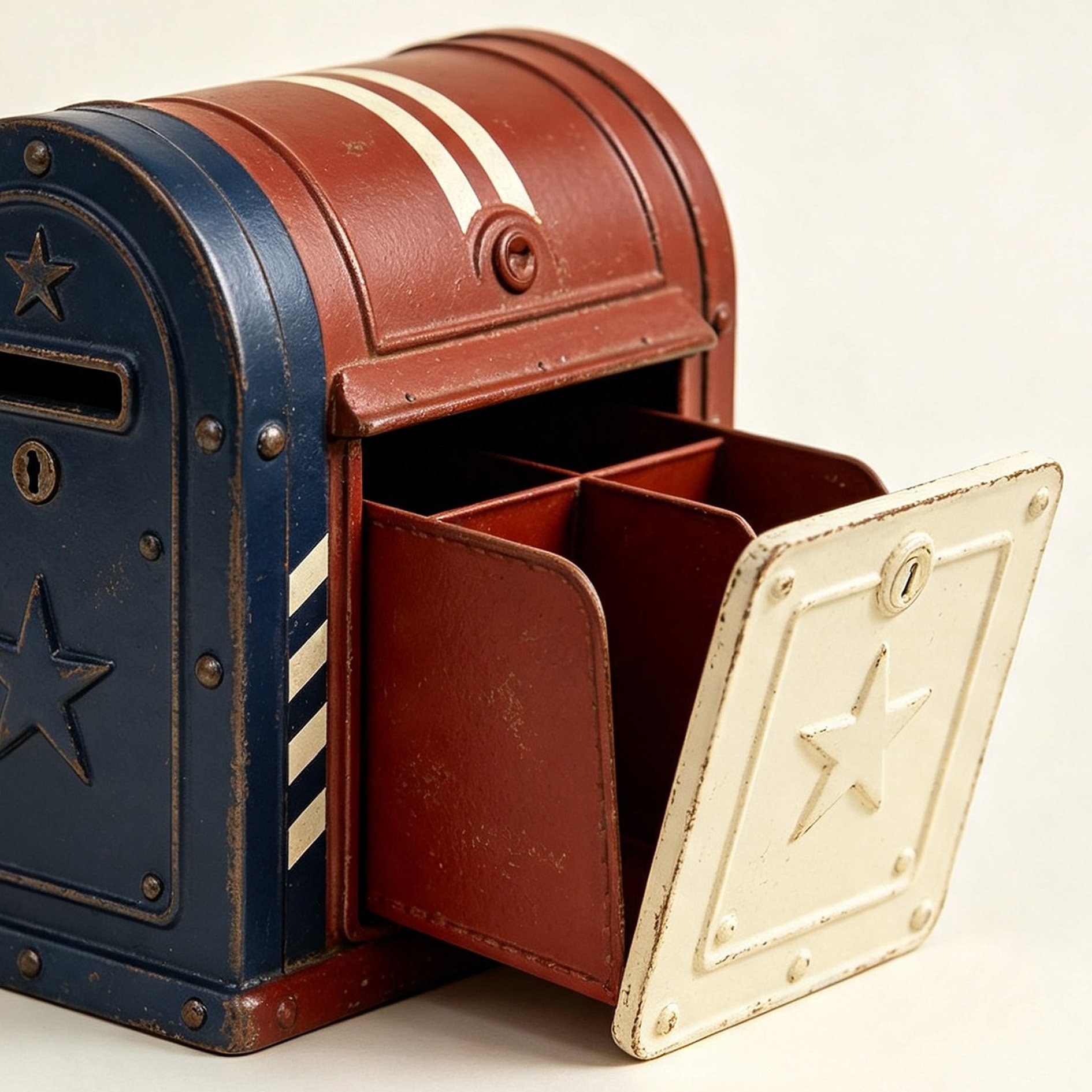 Patriotic star and stripe mailbox organizer