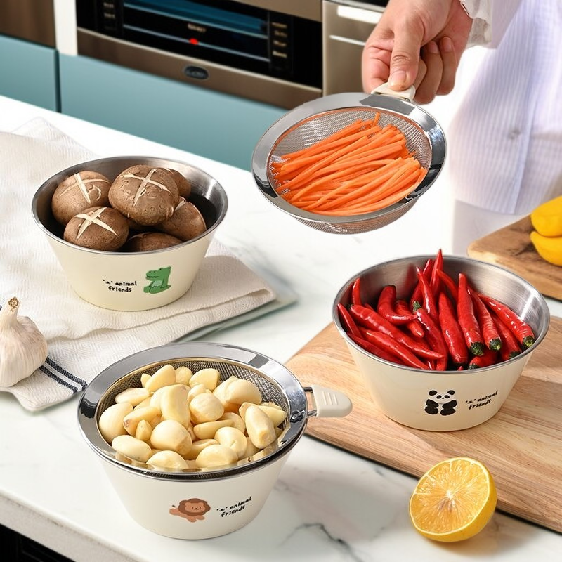 가정용 스텐 물빠짐 대야 작은 싱크대 스텐 그릇 물빠짐 바구니 반죽 반죽 그릇