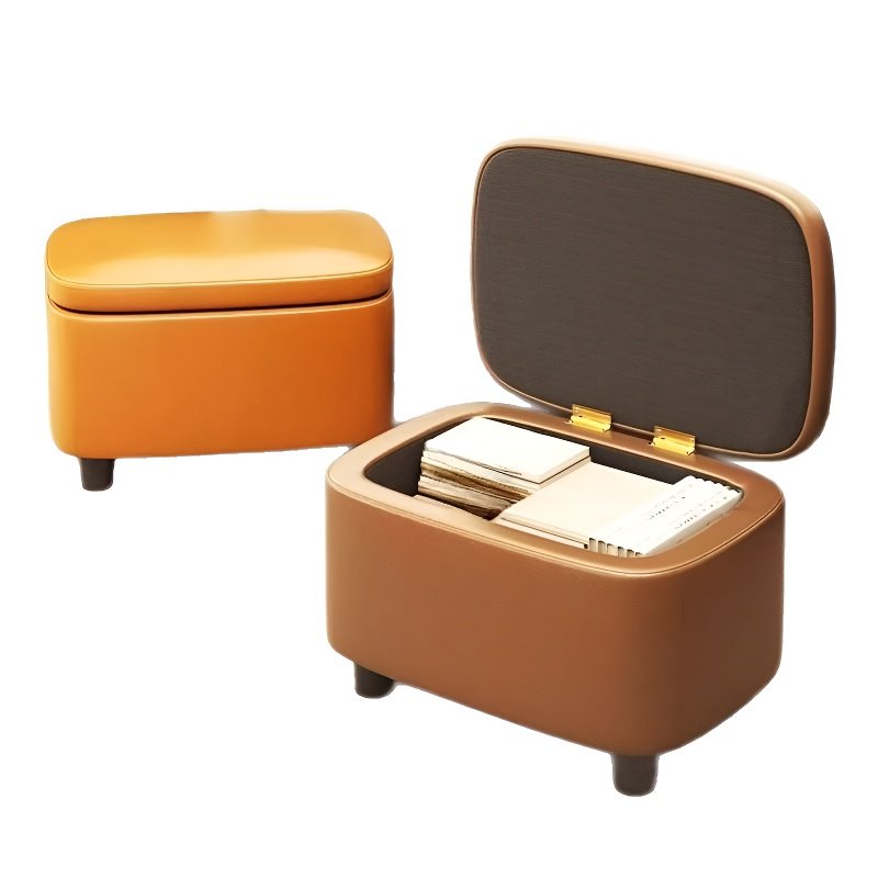Leather upholstered shoe changing stool
