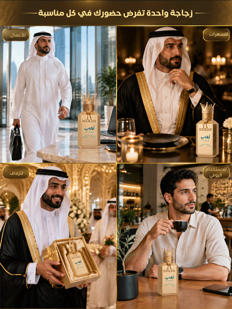 عطر HERSH فاخر مع غطاء تاج راق، مصمم خصيصا لعملاء الشرق الأوسط