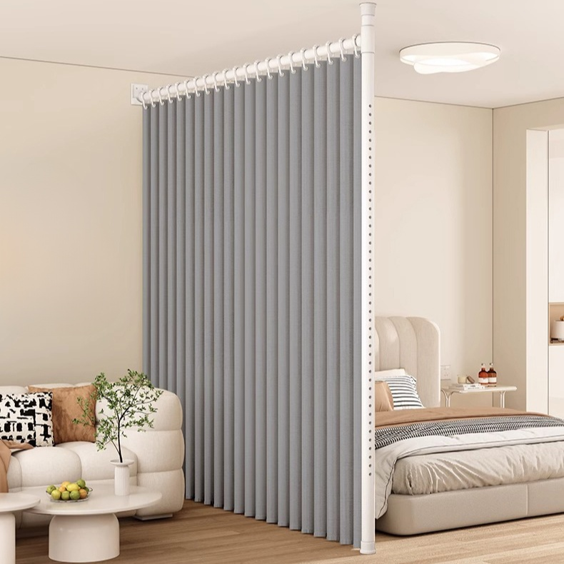 Cortina plegable sin taladro para dividir sala y crear dos habitaciones