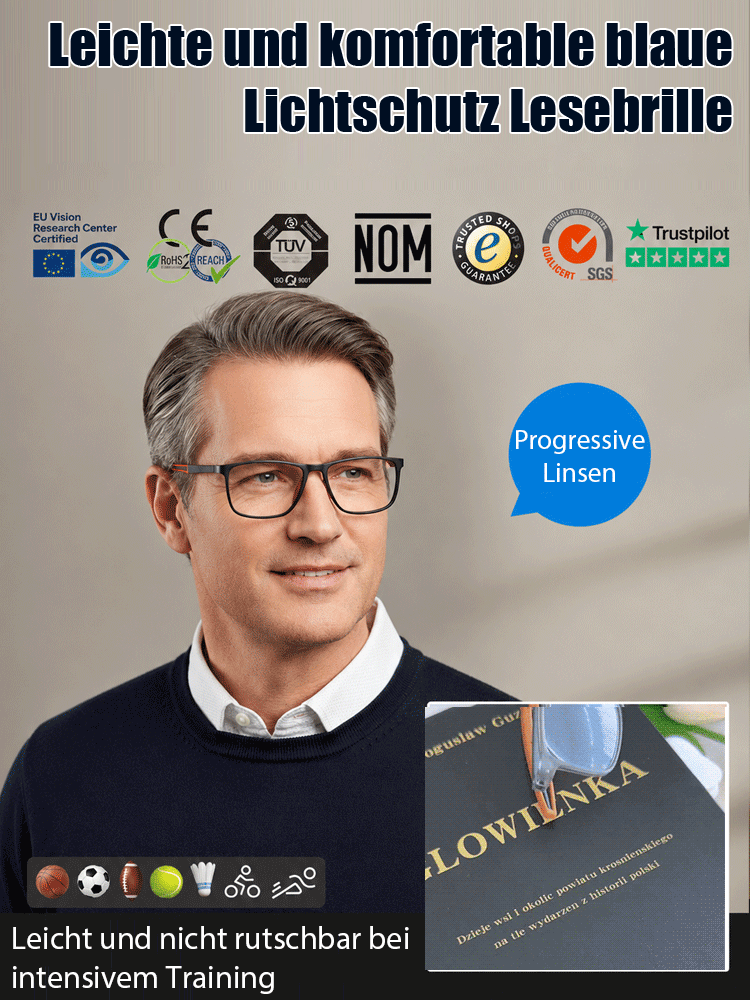 【Eine Brille für das ganze Leben!】Ultraleichte und bequeme Anti-Blaulicht-Brille für Presbyopie