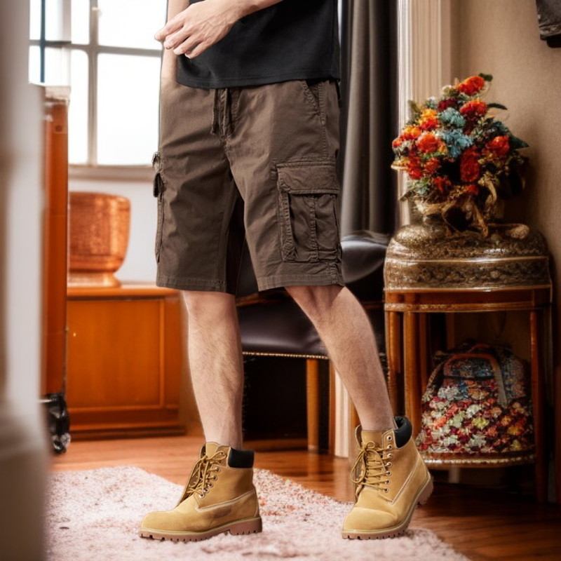 メンズ綿素材カーゴショートパンツ