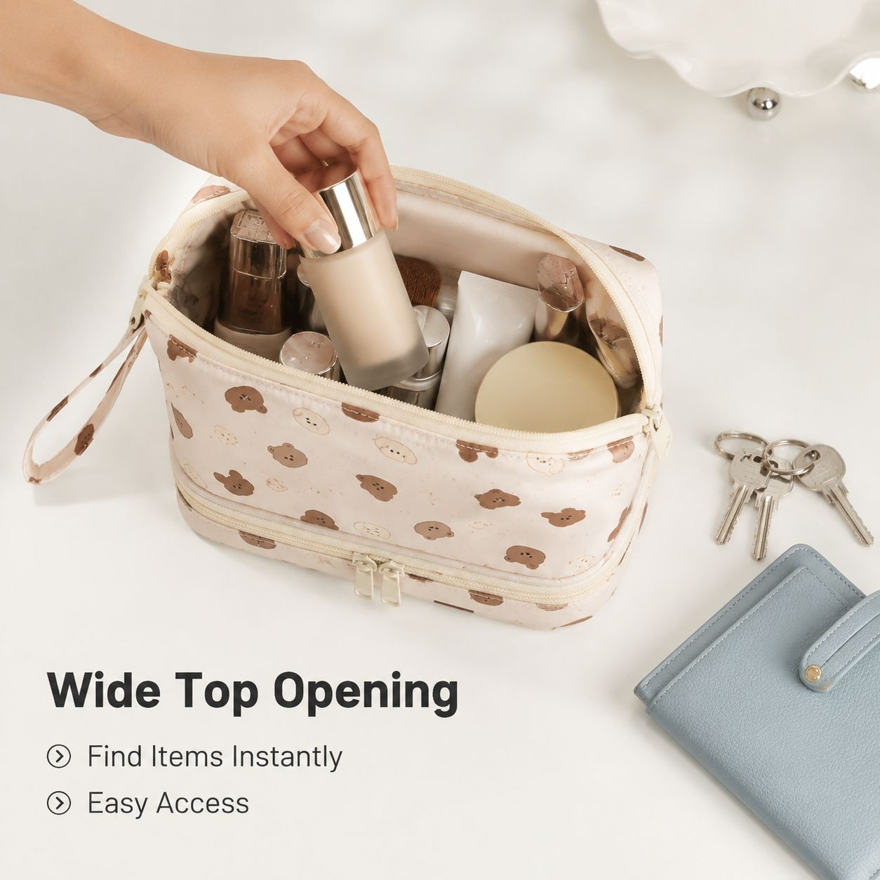 Double-layer Waterproof Cute Makeup Bag Large Capacity Organizer