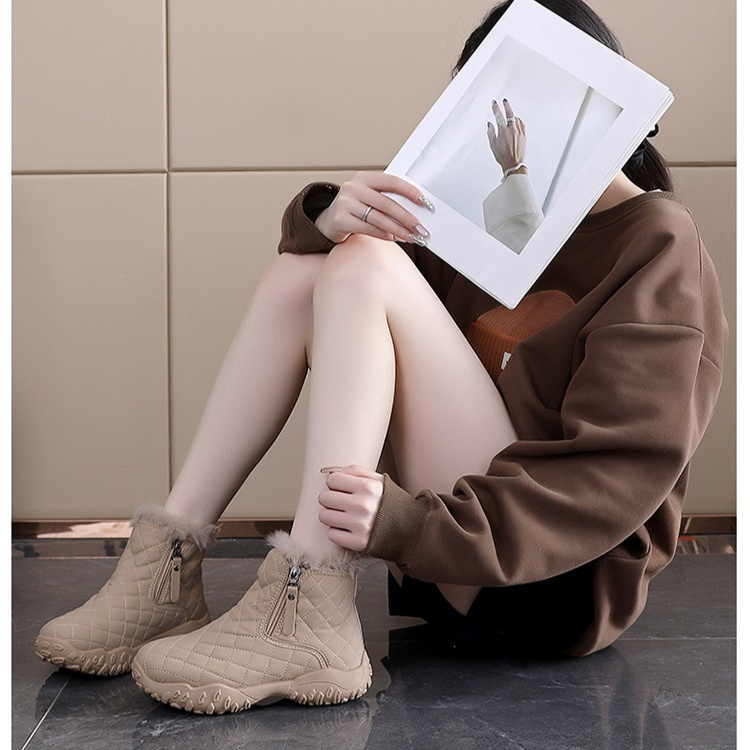 【增高5cm】加絨加厚皮毛一體靴