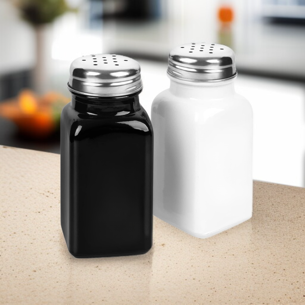 사각 유리 블랙 앤 화이트 양념통 후추 소금 쉐이커