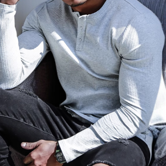 형남필수 남성 무지T셔츠 긴팔 작은 브이넥 헨리셔츠 캐주얼 이너 추동