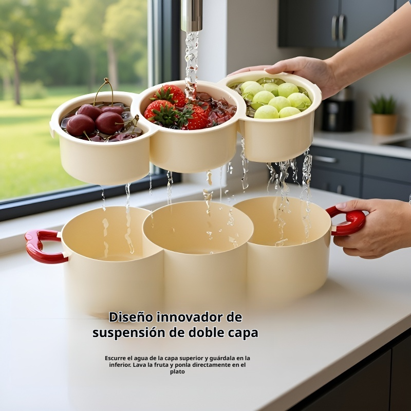 Fuente para frutas de doble bandeja, extraíble y lavable