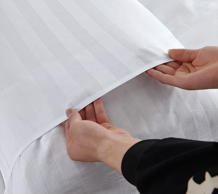 コットン サテンストライプ ベッドシーツ タイタンホテル クイーン