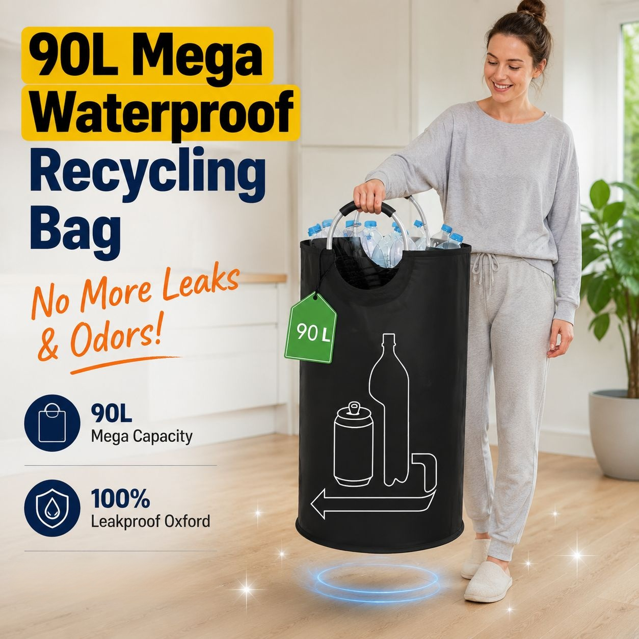 Oxford Cloth Foldable Aluminum Handle Laundry Basket Waterproof Storage Bin