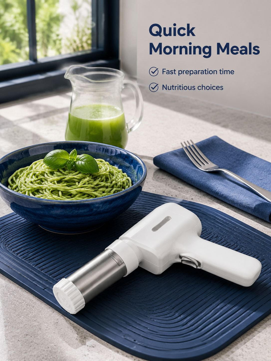 Making fresh noodles with handheld machine