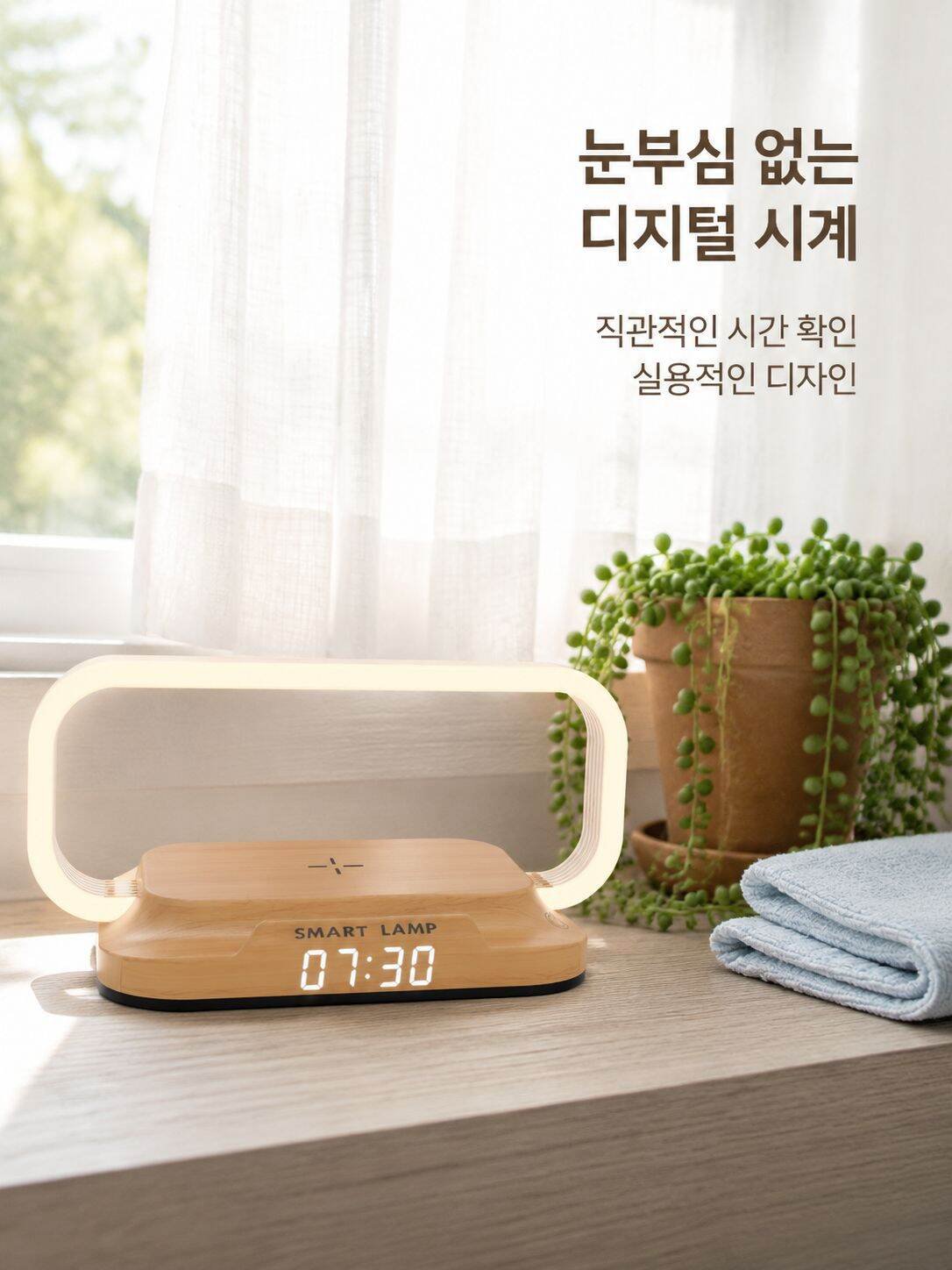 무선 충전 지원 침대 옆 터치 램프, 터치 조광 기능 포함