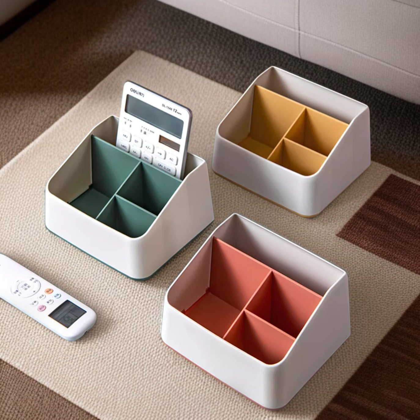 다용도 가정용 정리함 질서 거실 잡동사니 정리함 다용도 선반 플라스틱 수납함 깔끔 칸막이 리모컨 수납선반